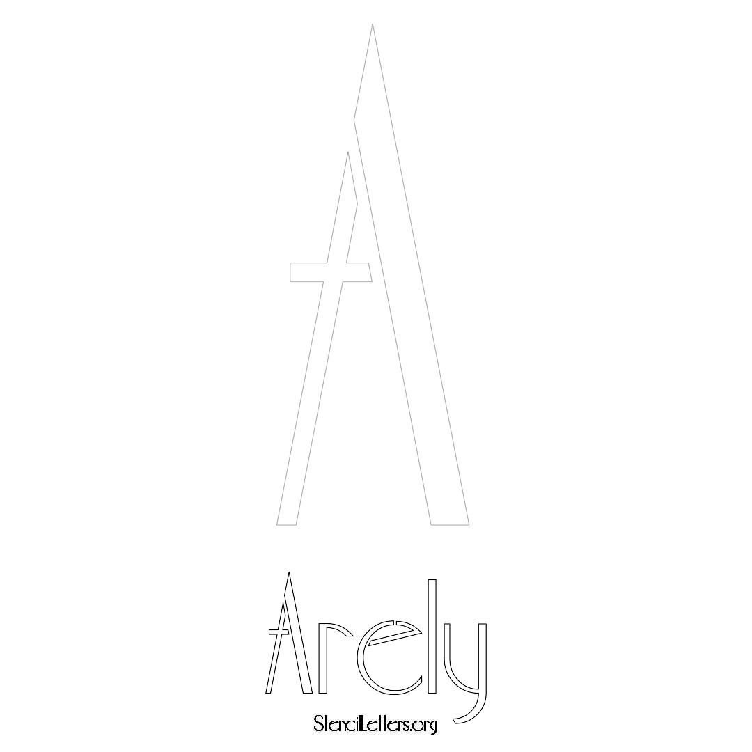 Arely printable name initial stencil in Art Deco Lettering