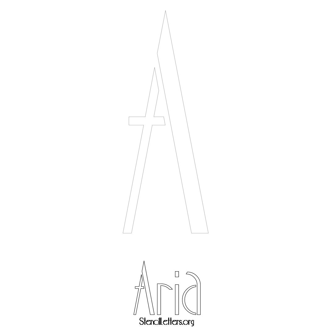 Aria printable name initial stencil in Art Deco Lettering