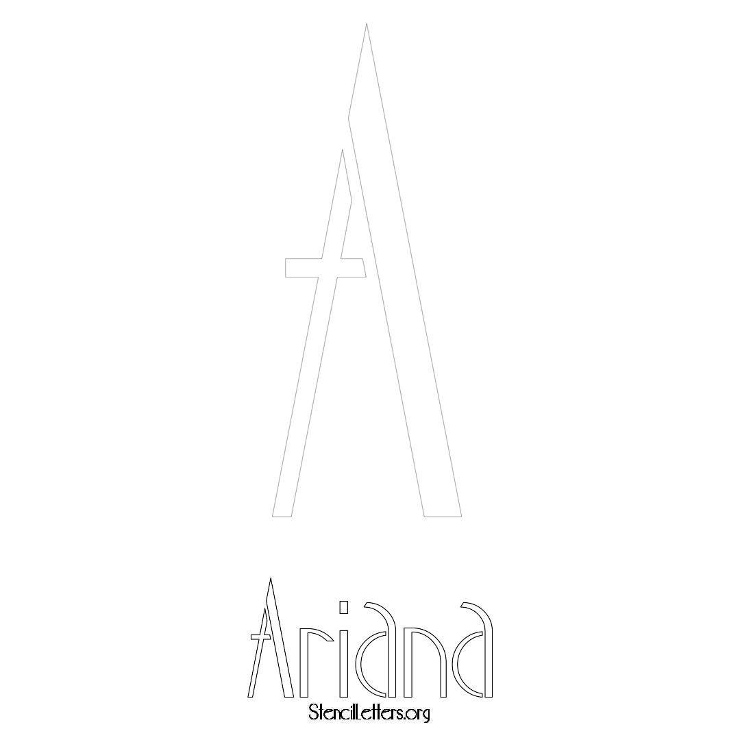 Ariana printable name initial stencil in Art Deco Lettering