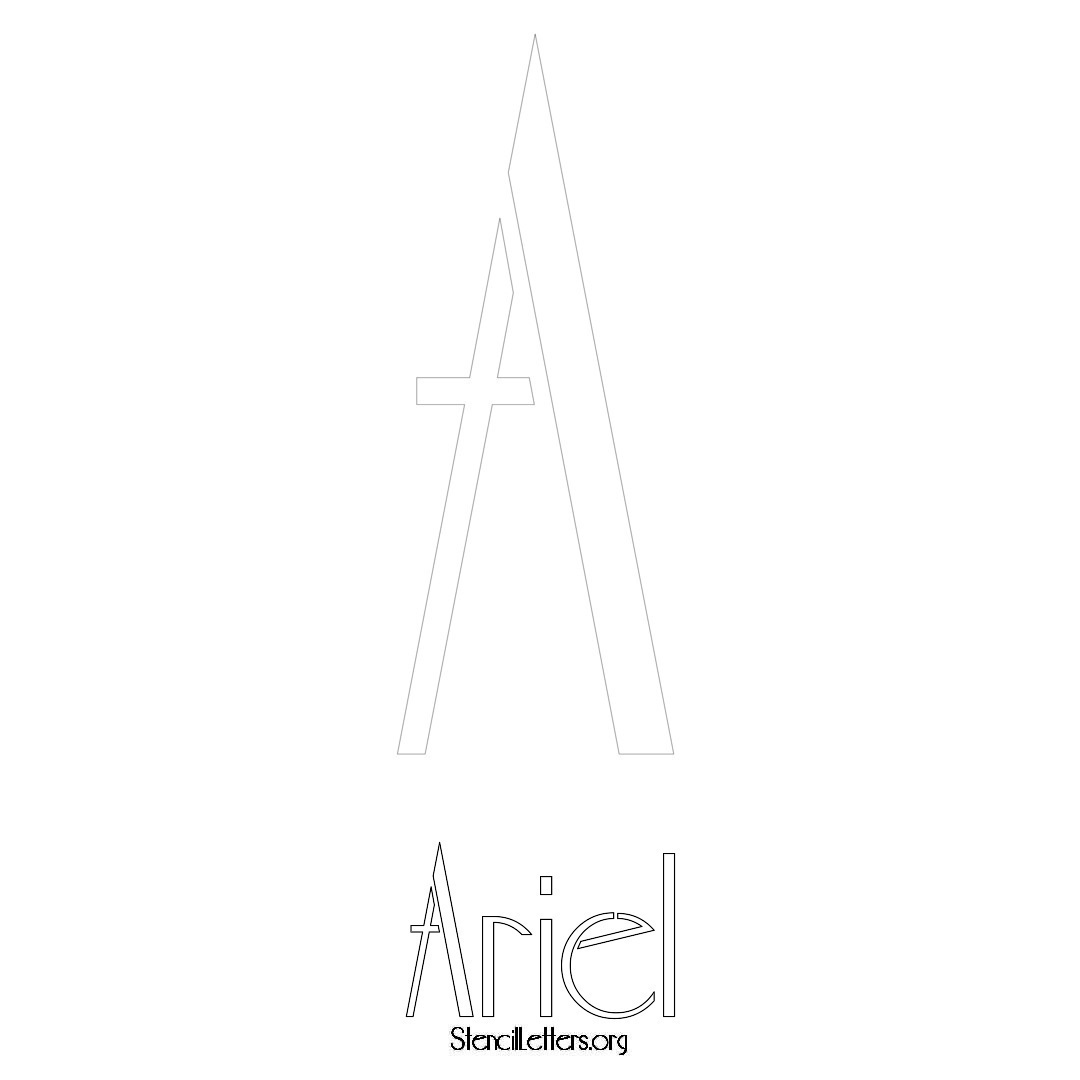 Ariel printable name initial stencil in Art Deco Lettering