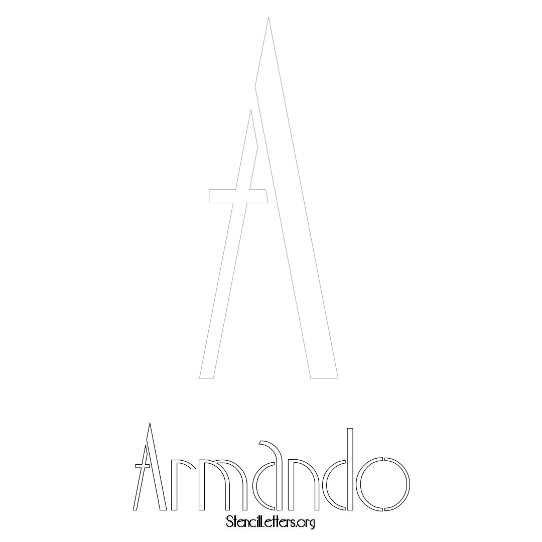 Armando printable name initial stencil in Art Deco Lettering