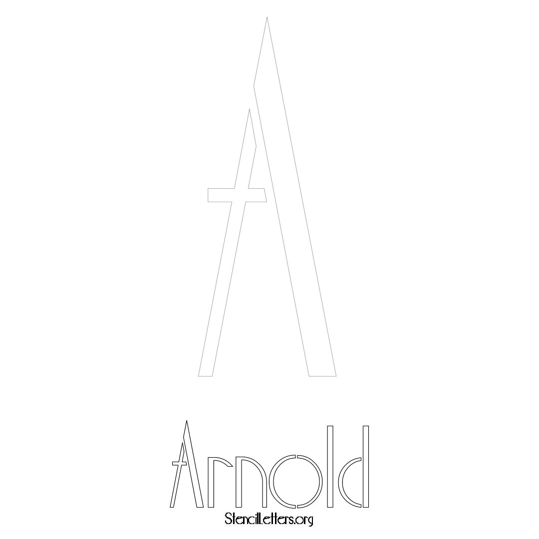 Arnold printable name initial stencil in Art Deco Lettering