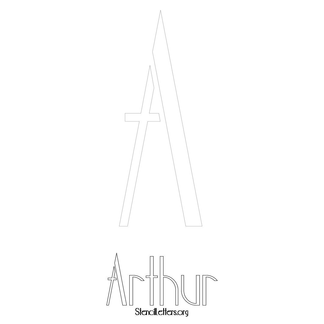 Arthur printable name initial stencil in Art Deco Lettering