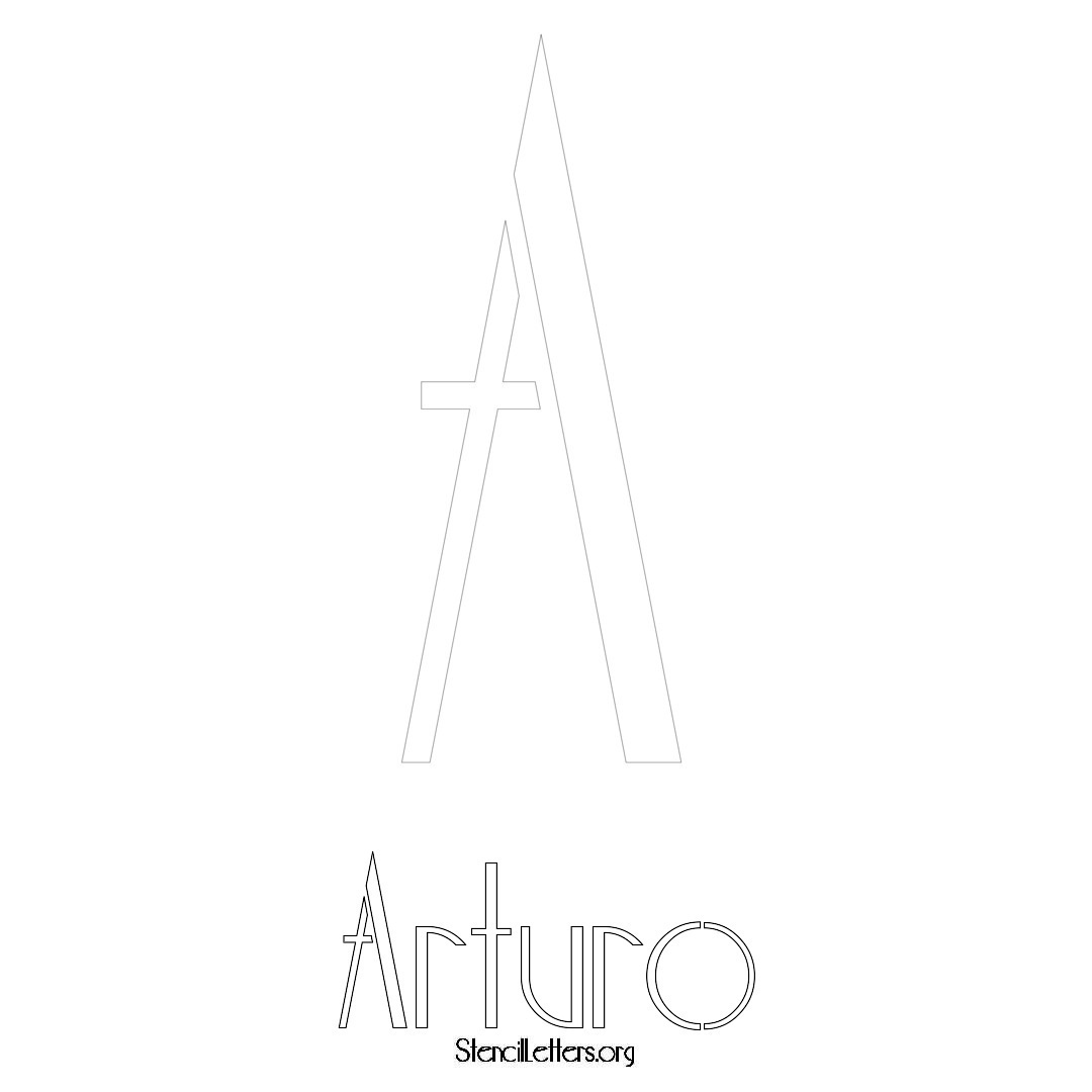 Arturo printable name initial stencil in Art Deco Lettering