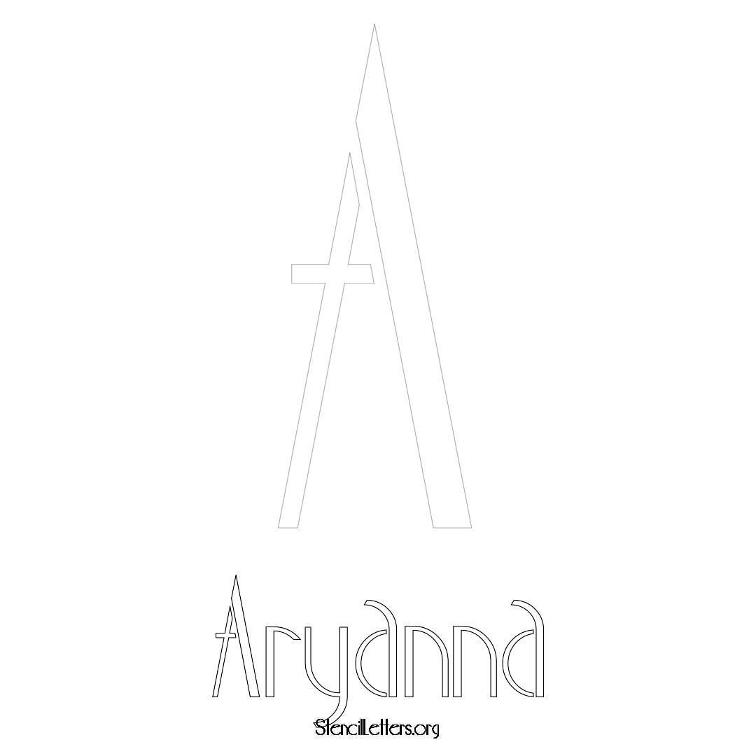 Aryanna printable name initial stencil in Art Deco Lettering