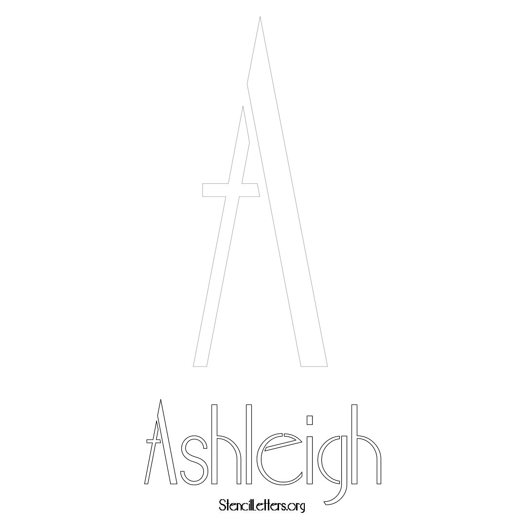 Ashleigh printable name initial stencil in Art Deco Lettering