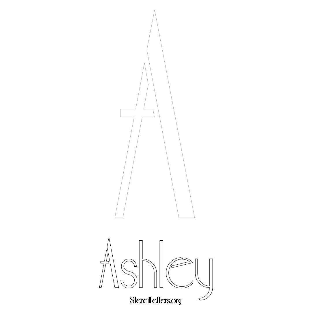 Ashley printable name initial stencil in Art Deco Lettering