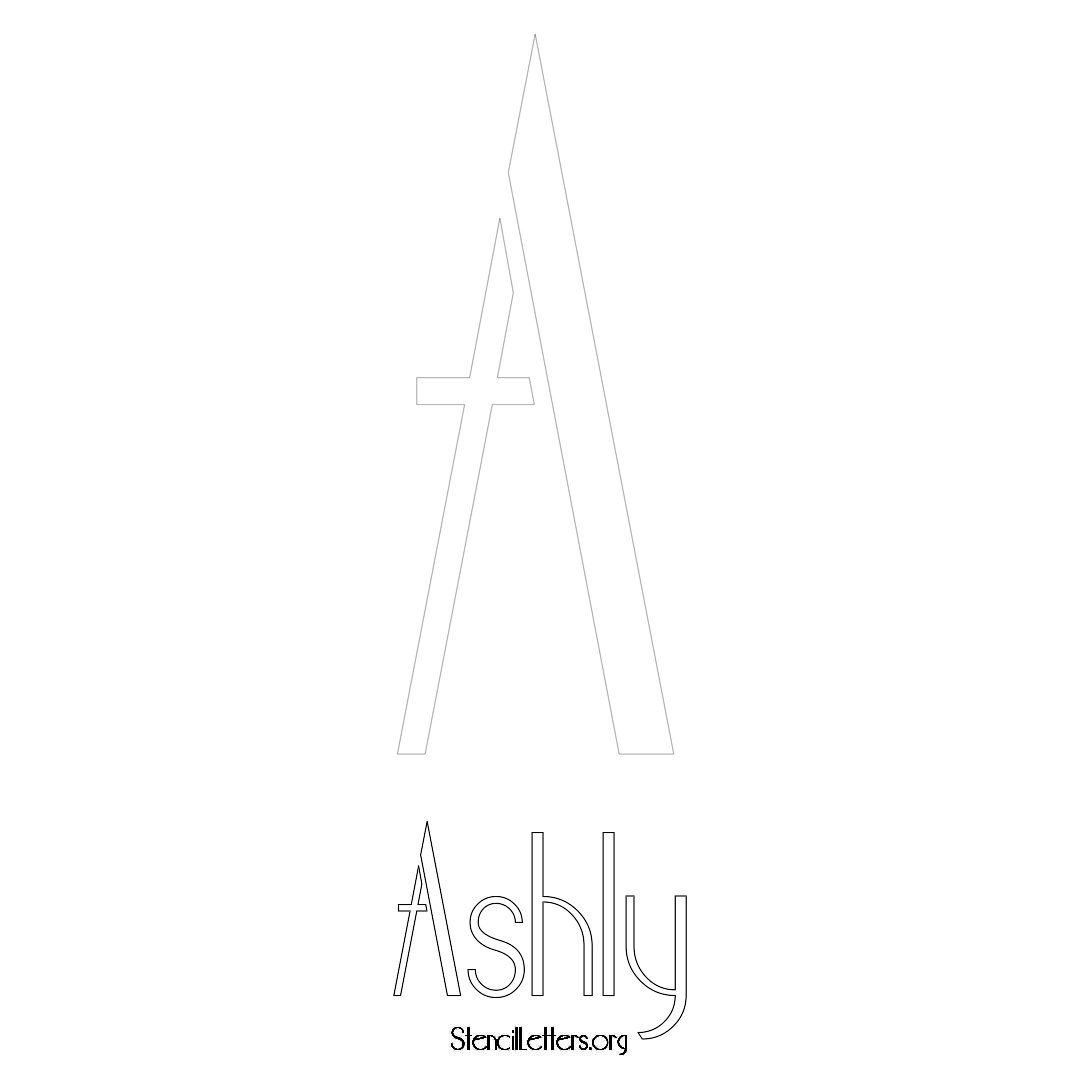 Ashly printable name initial stencil in Art Deco Lettering