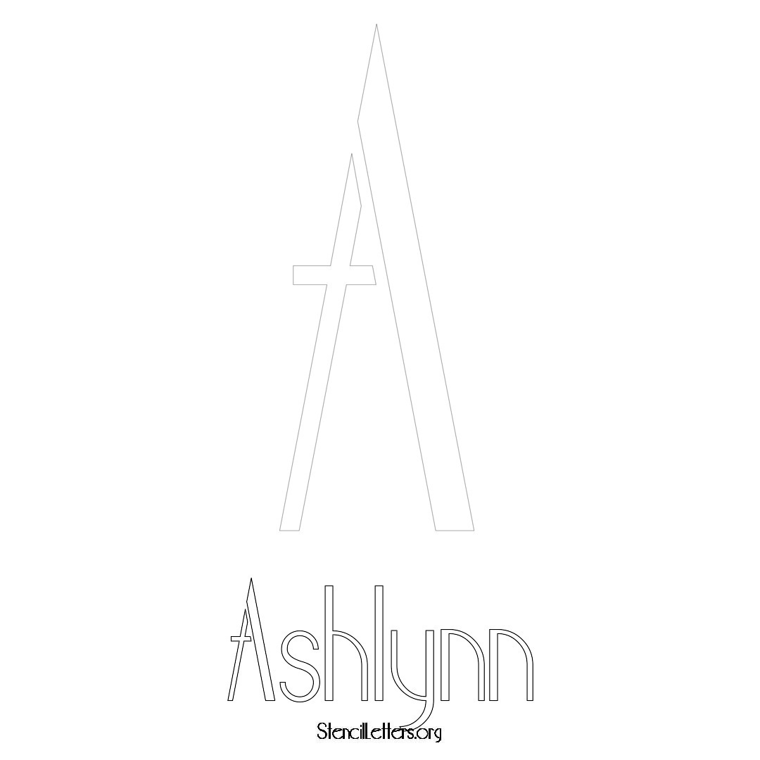 Ashlynn printable name initial stencil in Art Deco Lettering