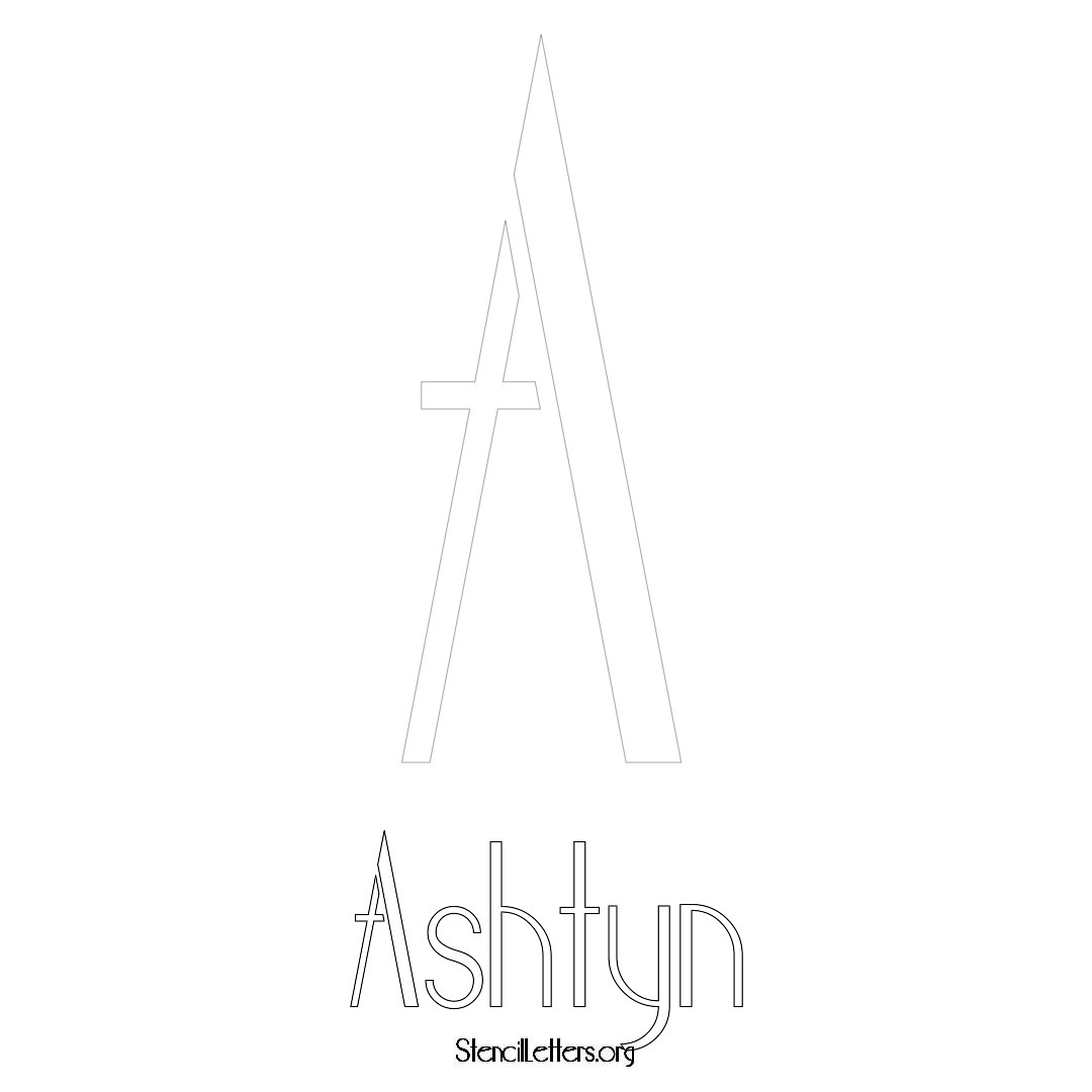 Ashtyn printable name initial stencil in Art Deco Lettering