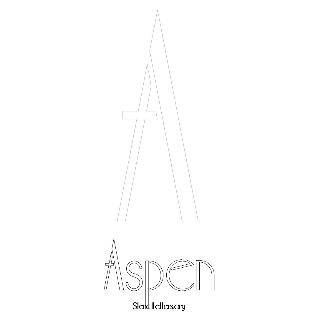 Aspen printable name initial stencil in Art Deco Lettering