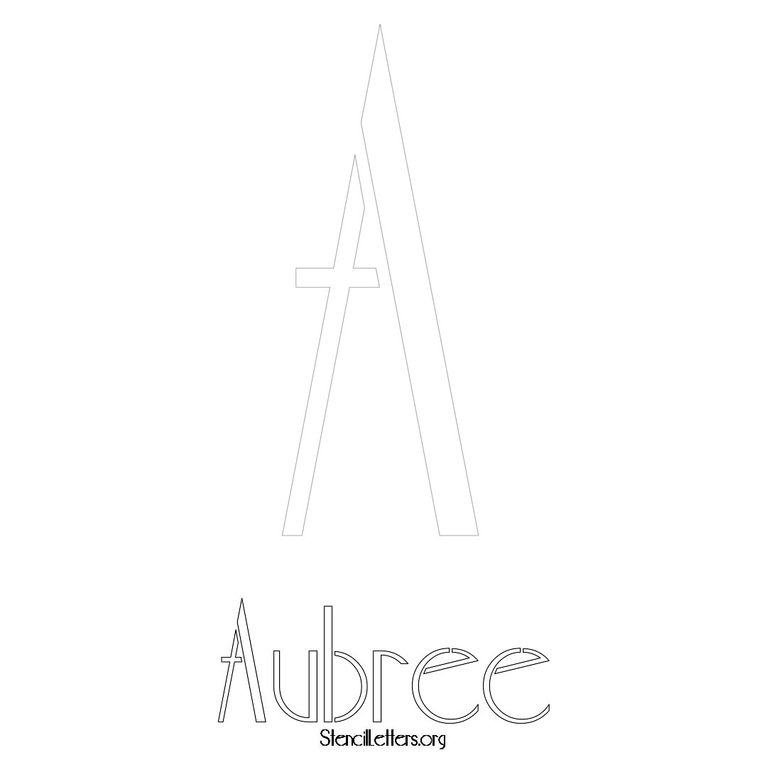 Aubree printable name initial stencil in Art Deco Lettering