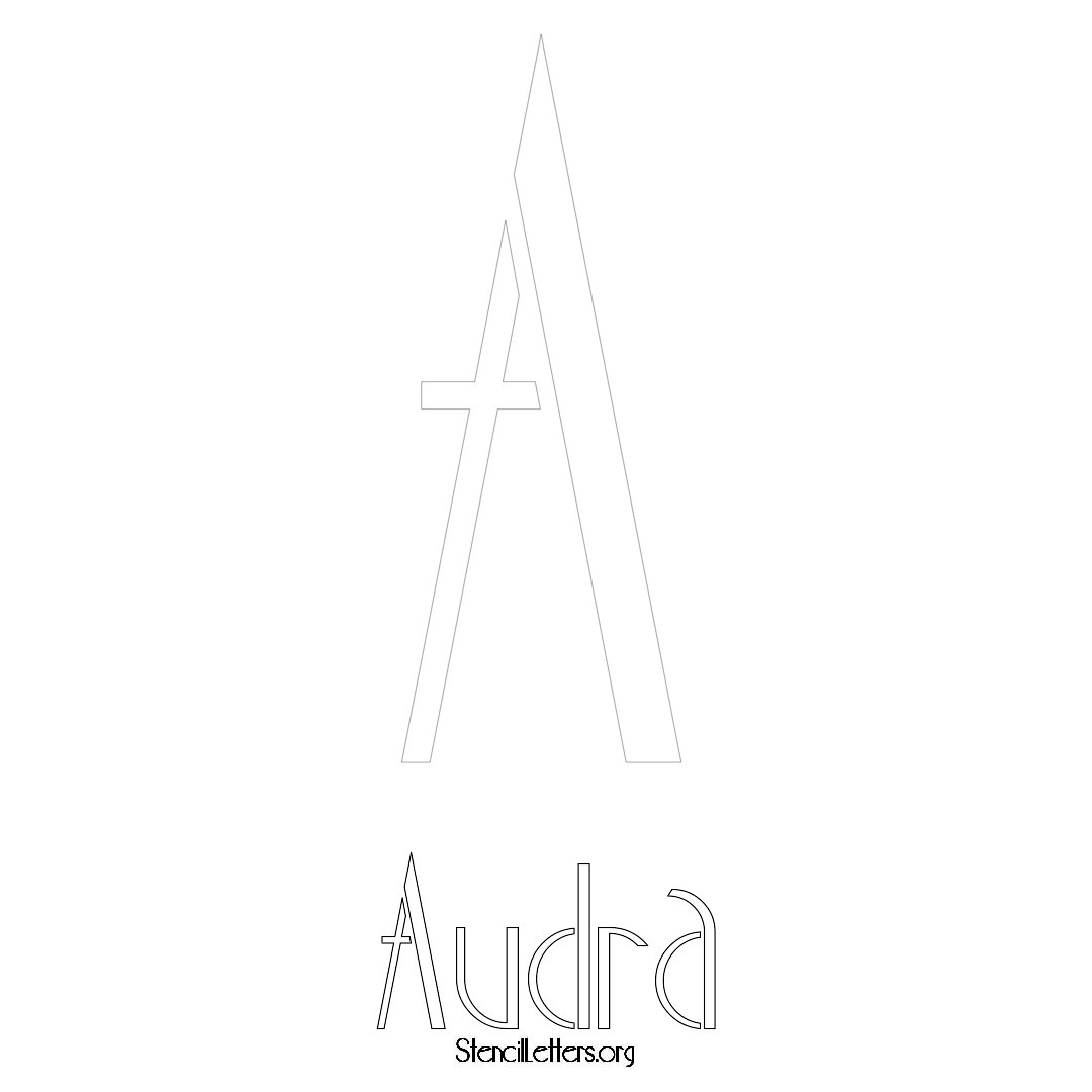 Audra printable name initial stencil in Art Deco Lettering