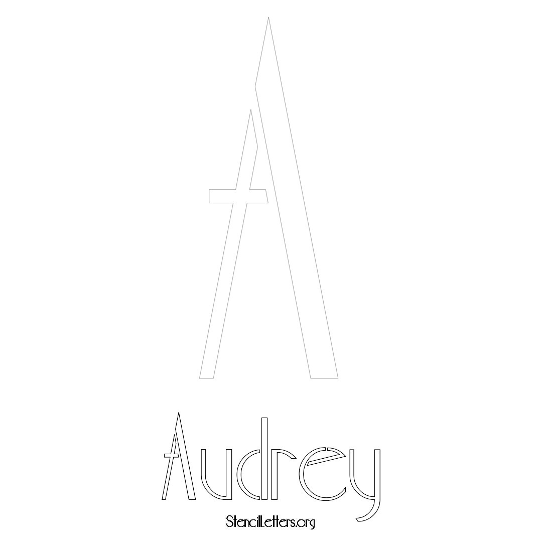 Audrey printable name initial stencil in Art Deco Lettering