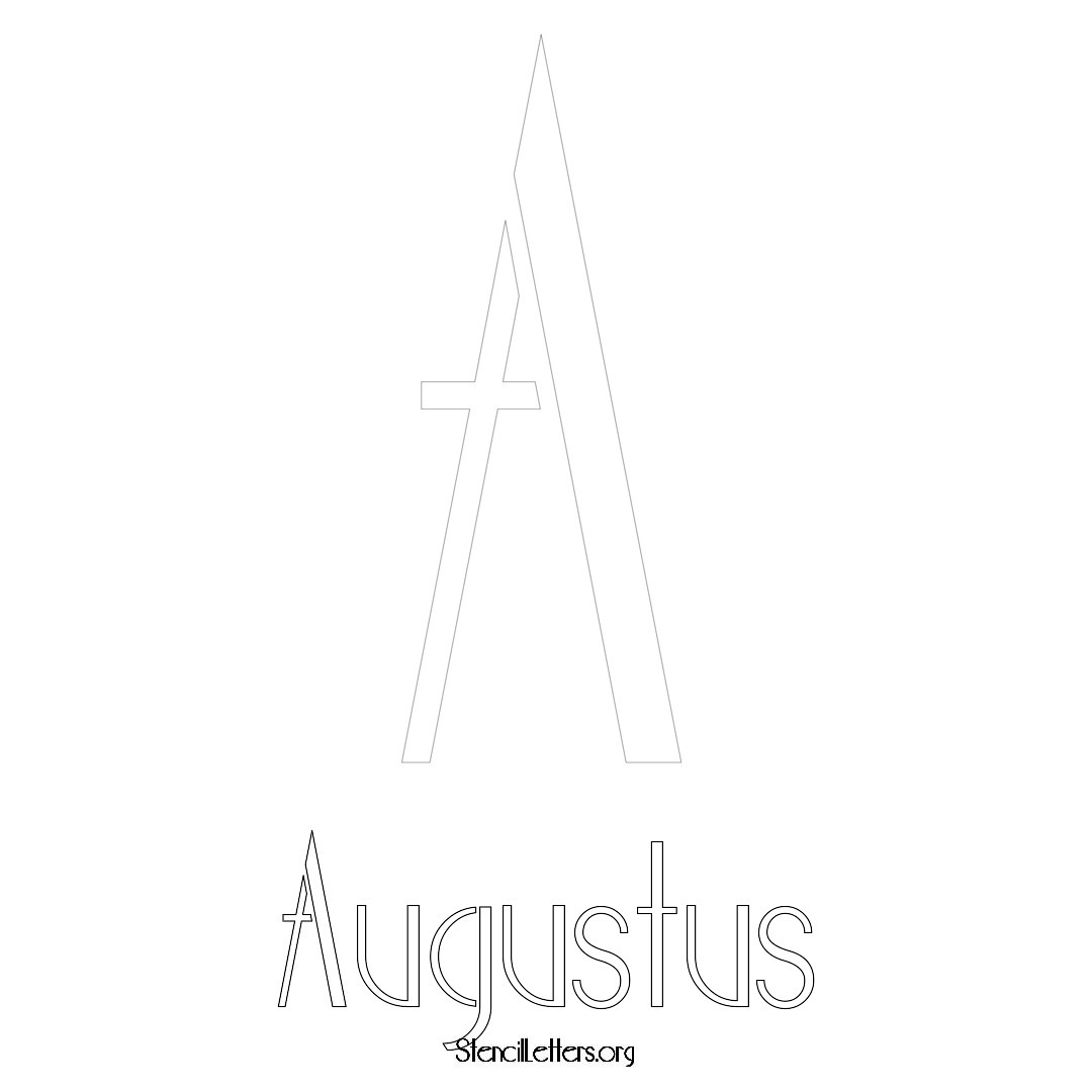 Augustus printable name initial stencil in Art Deco Lettering