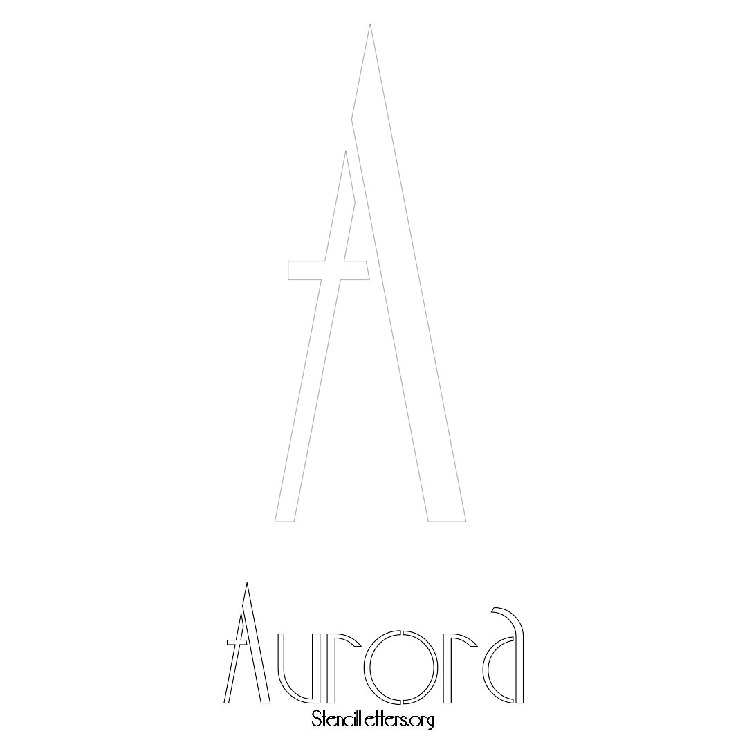 Aurora printable name initial stencil in Art Deco Lettering