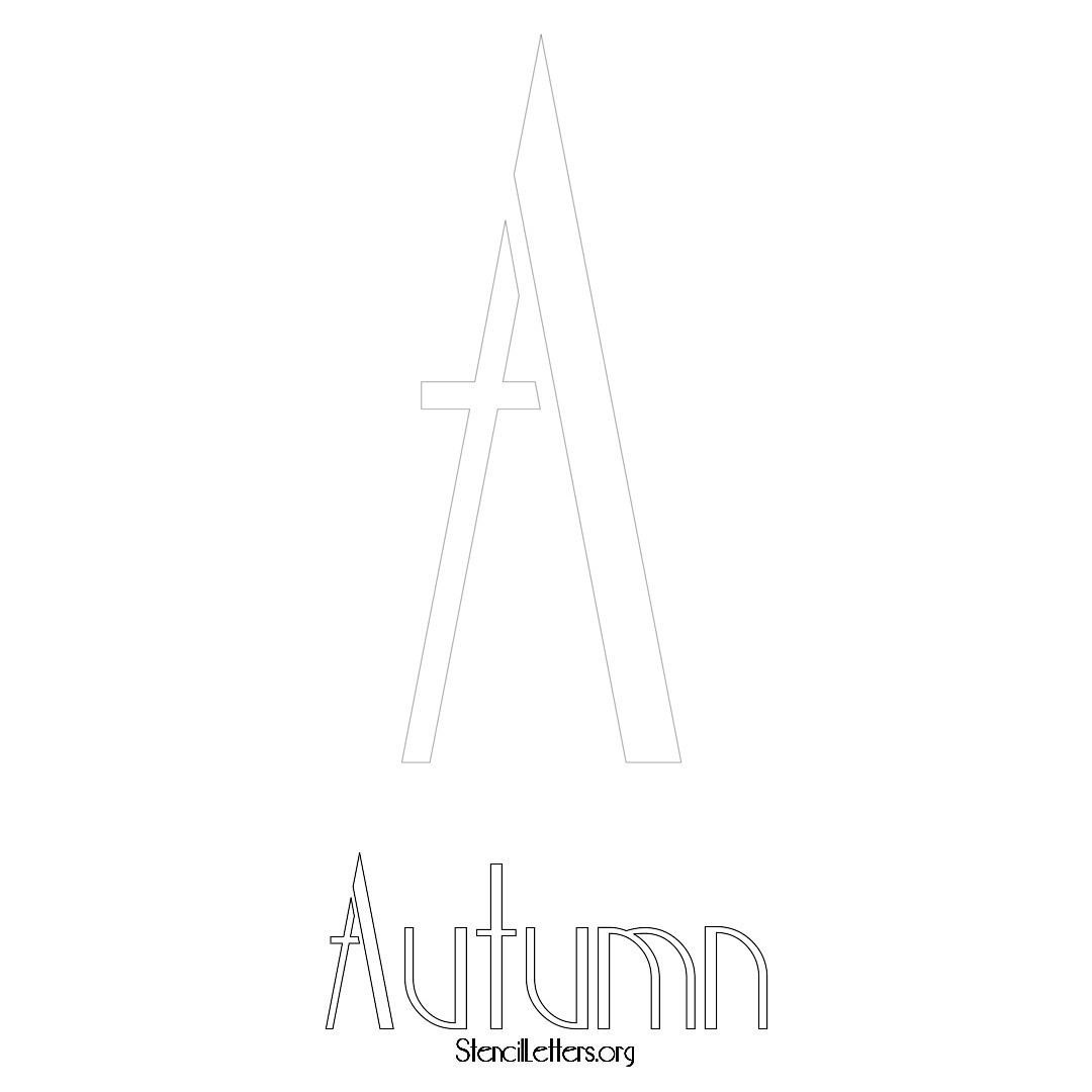 Autumn printable name initial stencil in Art Deco Lettering