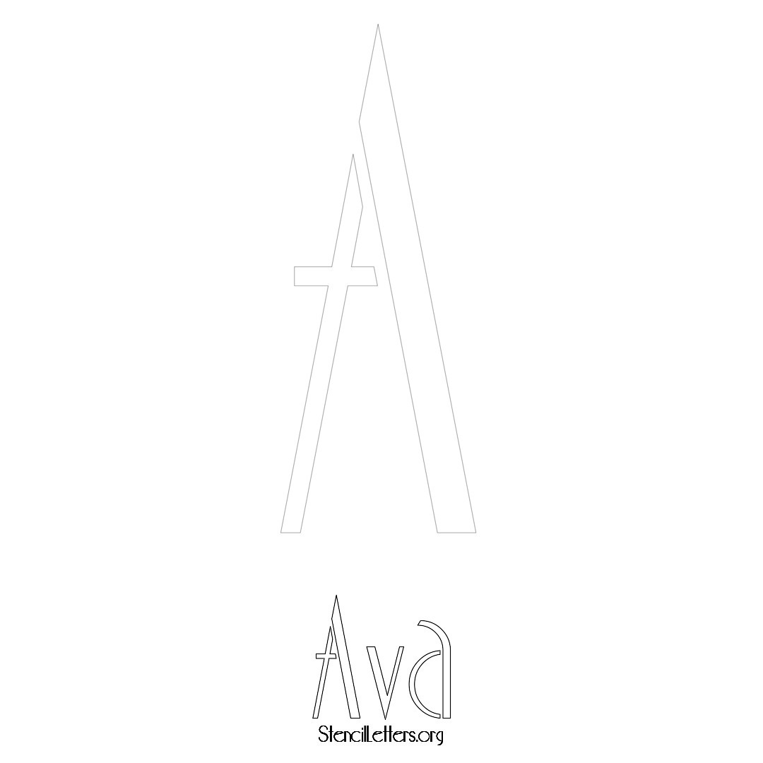 Ava printable name initial stencil in Art Deco Lettering