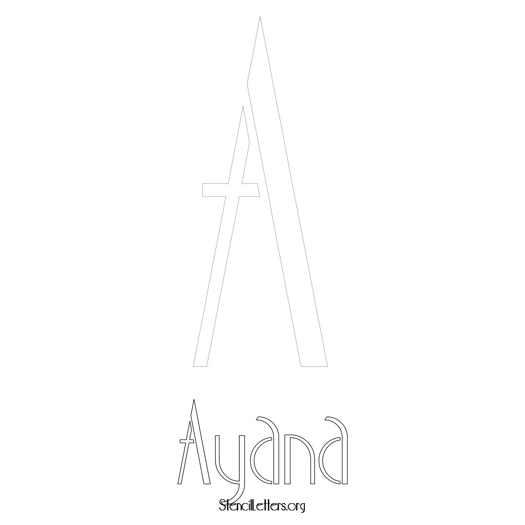 Ayana printable name initial stencil in Art Deco Lettering