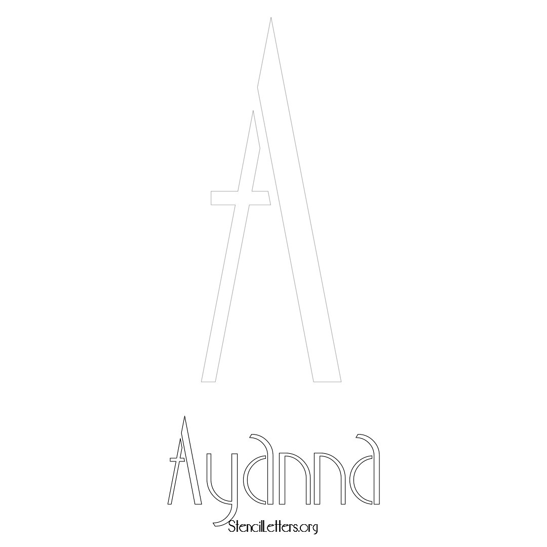 Ayanna printable name initial stencil in Art Deco Lettering