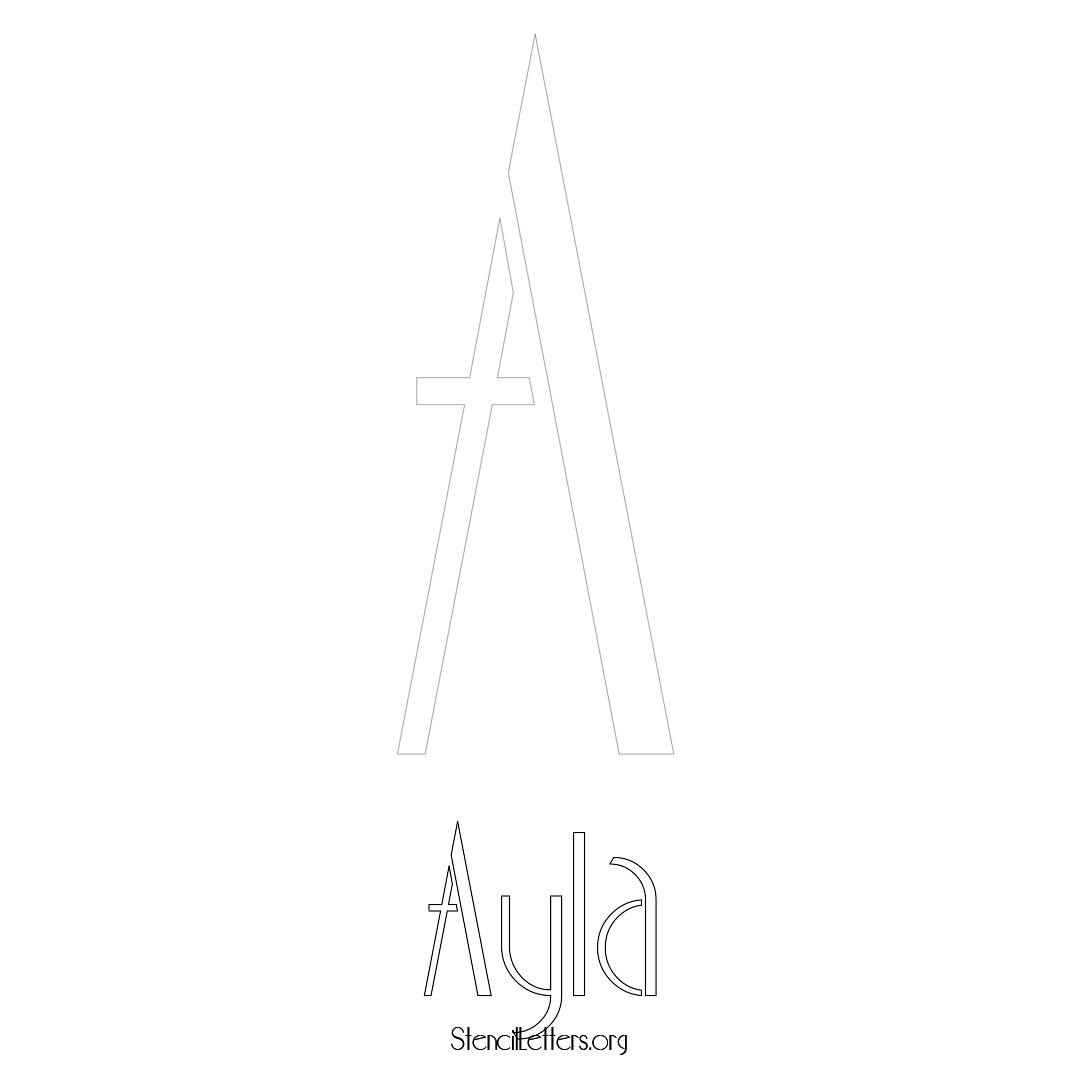 Ayla printable name initial stencil in Art Deco Lettering