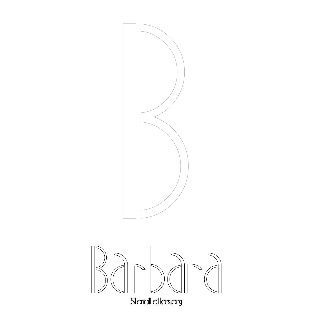 Barbara printable name initial stencil in Art Deco Lettering