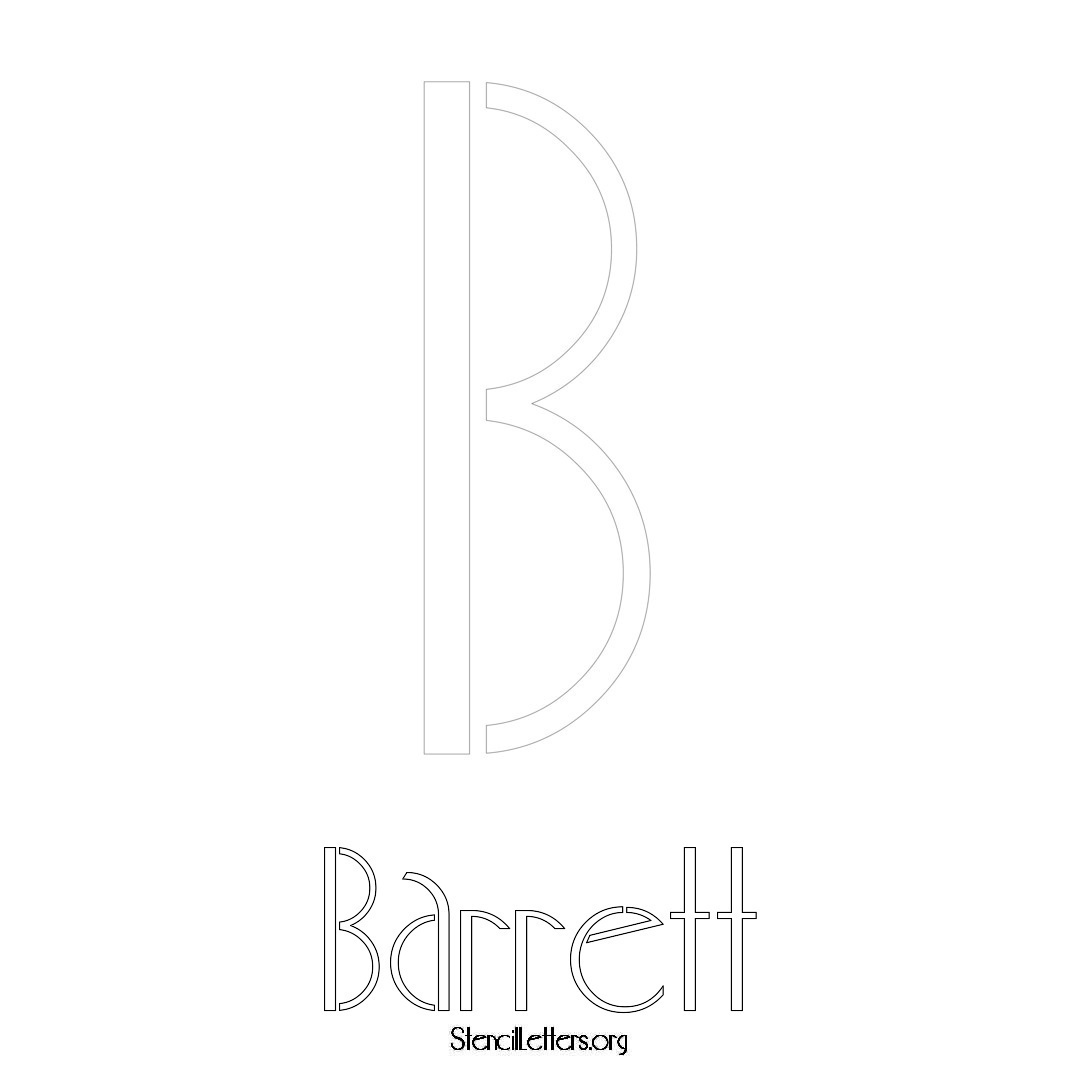 Barrett printable name initial stencil in Art Deco Lettering