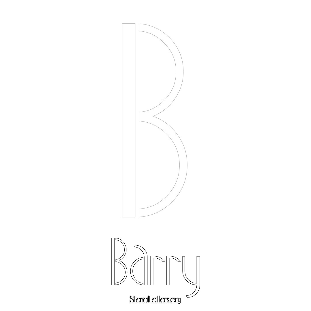 Barry printable name initial stencil in Art Deco Lettering