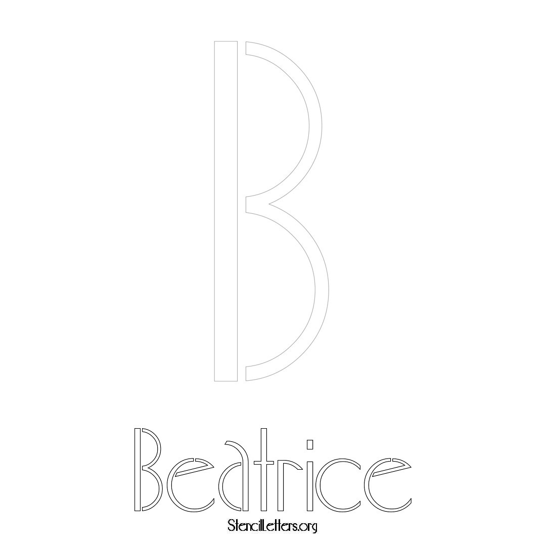 Beatrice printable name initial stencil in Art Deco Lettering