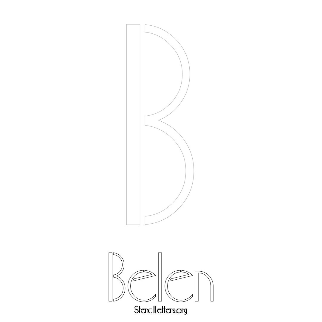 Belen printable name initial stencil in Art Deco Lettering