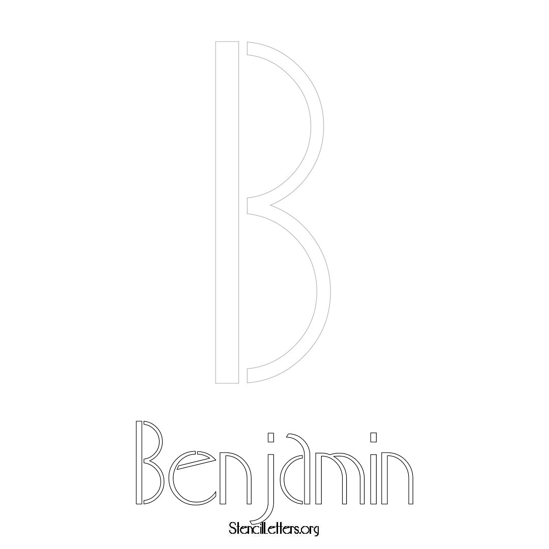 Benjamin printable name initial stencil in Art Deco Lettering