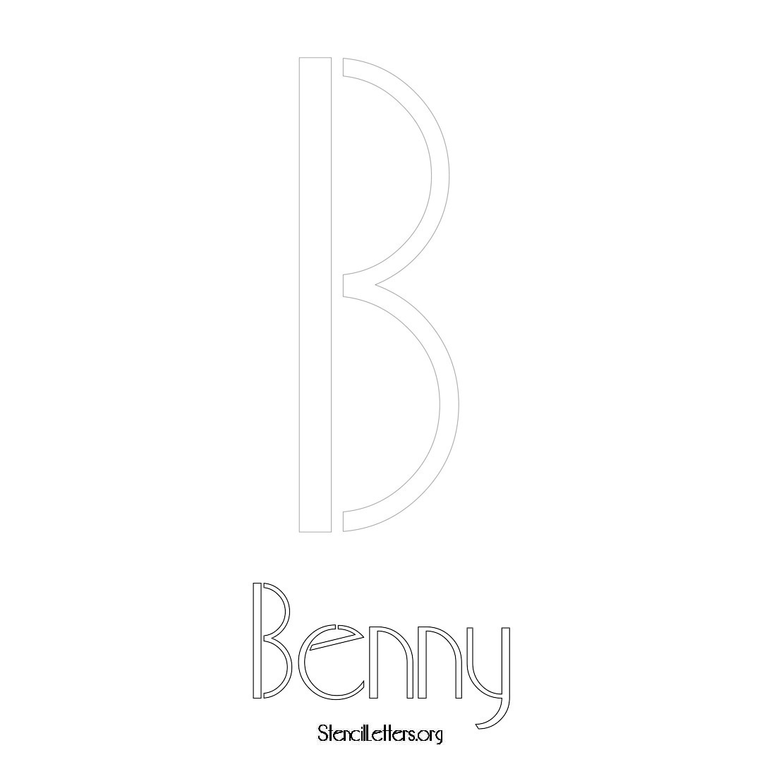 Benny printable name initial stencil in Art Deco Lettering