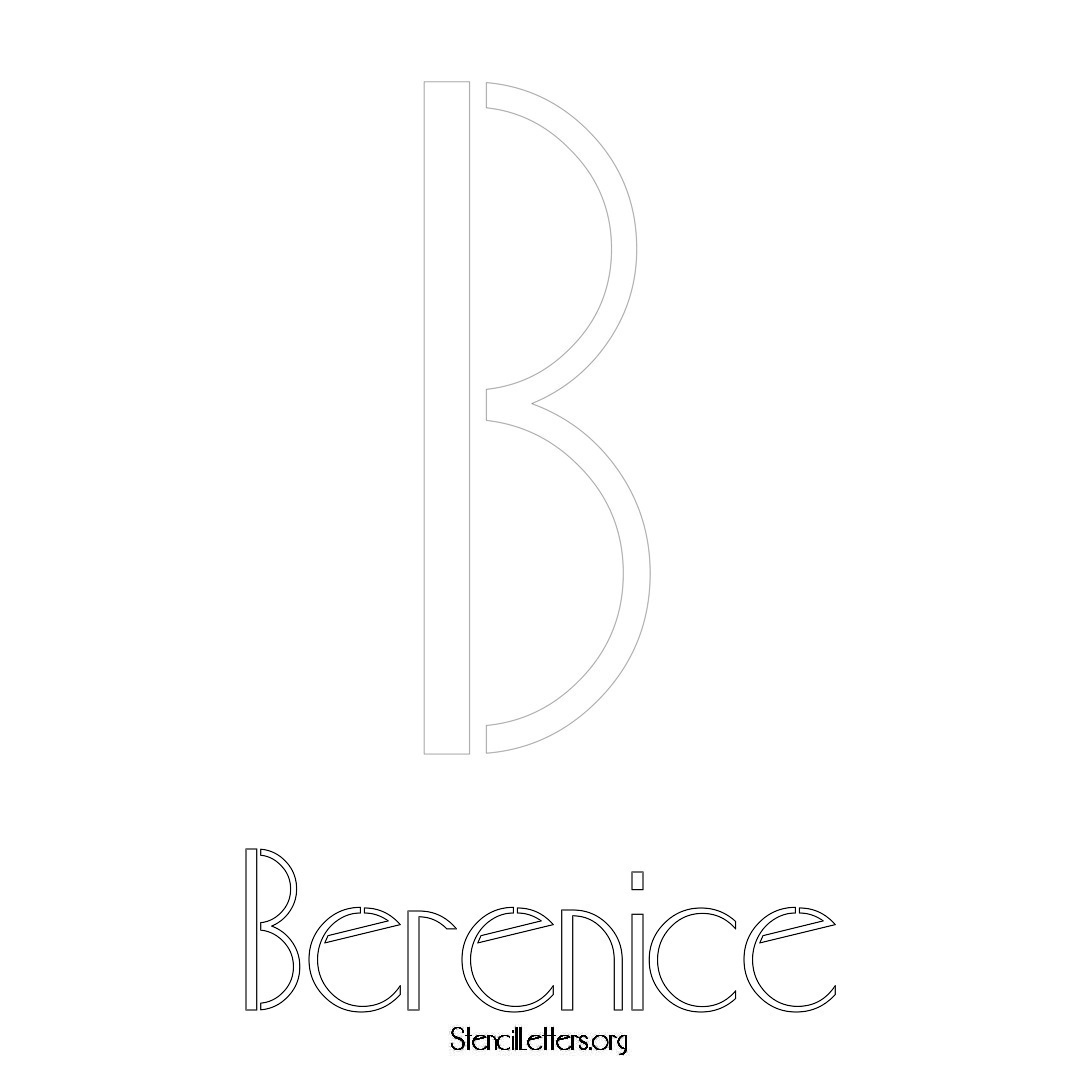 Berenice printable name initial stencil in Art Deco Lettering