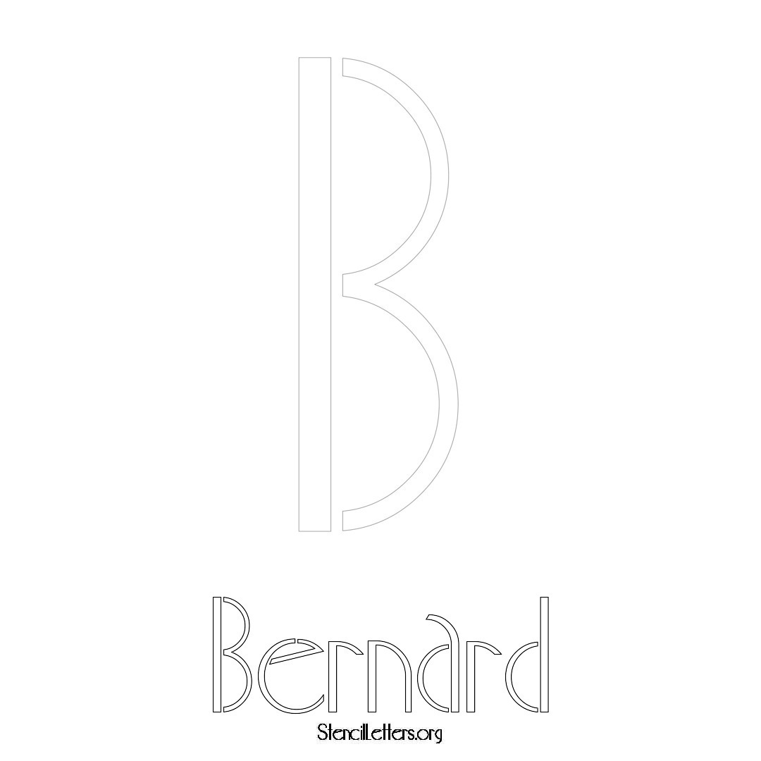 Bernard printable name initial stencil in Art Deco Lettering