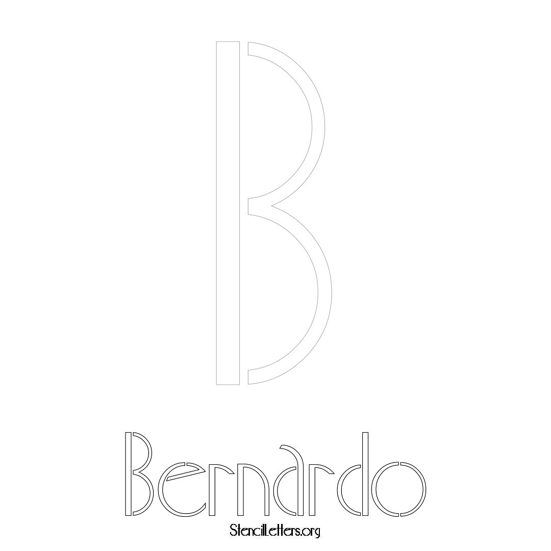 Bernardo printable name initial stencil in Art Deco Lettering