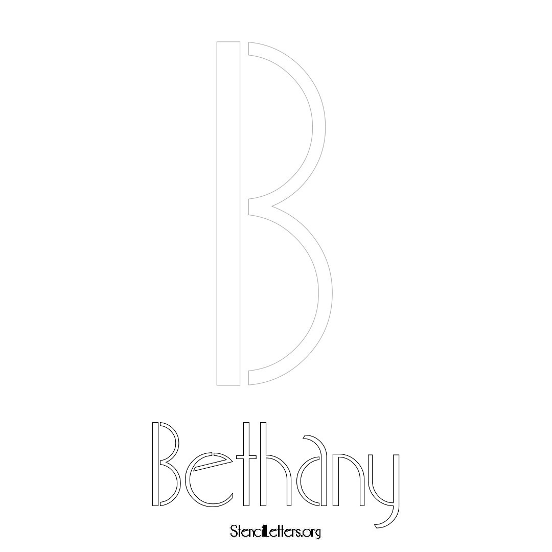 Bethany printable name initial stencil in Art Deco Lettering