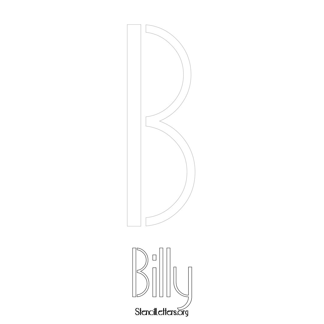 Billy printable name initial stencil in Art Deco Lettering