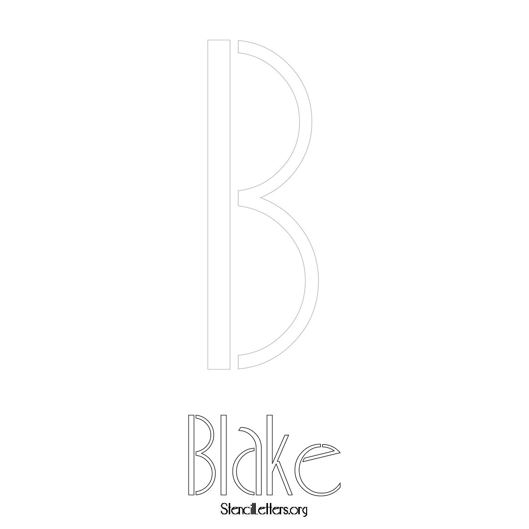 Blake printable name initial stencil in Art Deco Lettering