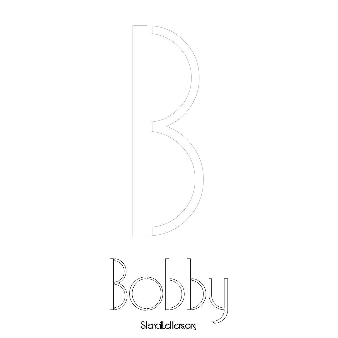 Bobby printable name initial stencil in Art Deco Lettering