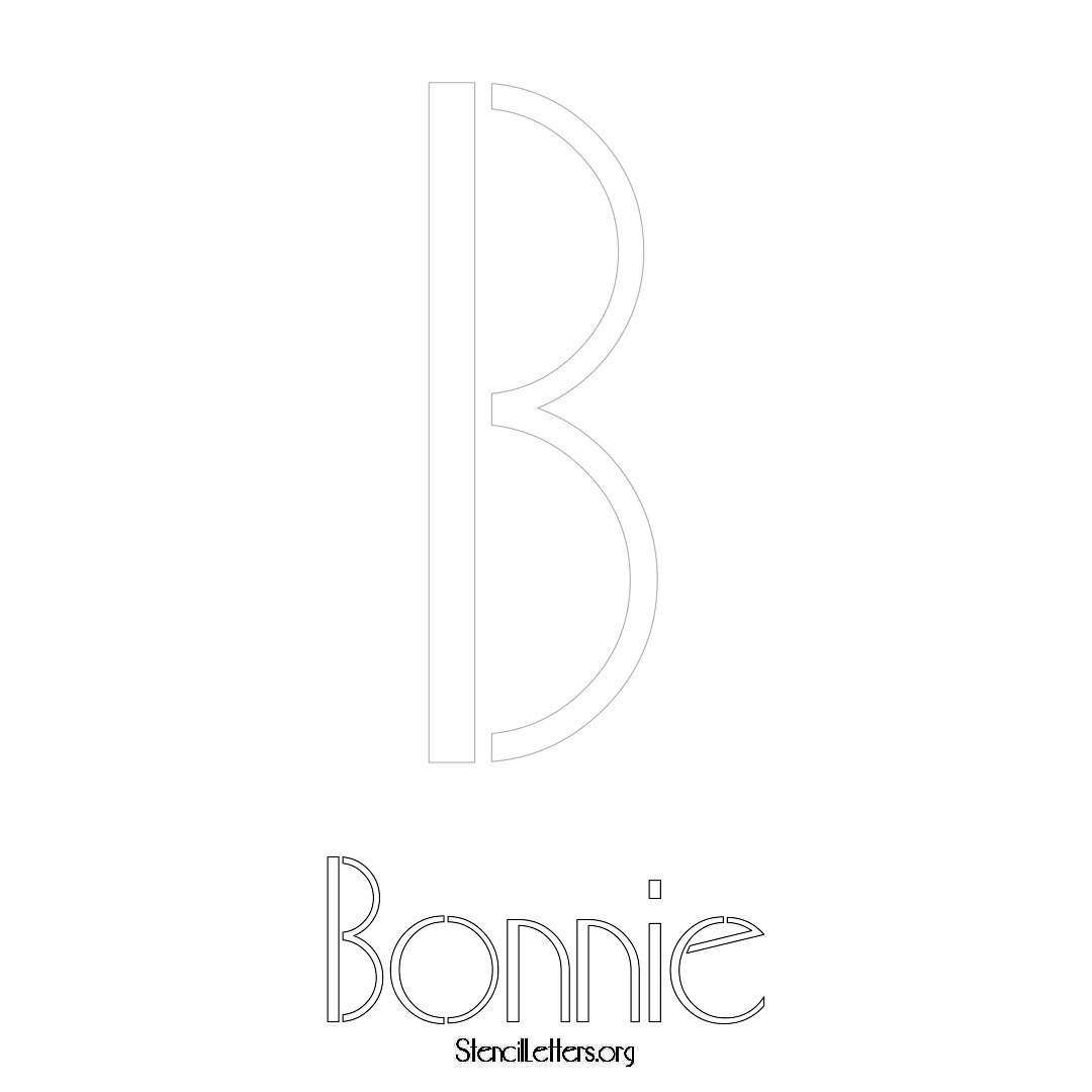 Bonnie printable name initial stencil in Art Deco Lettering