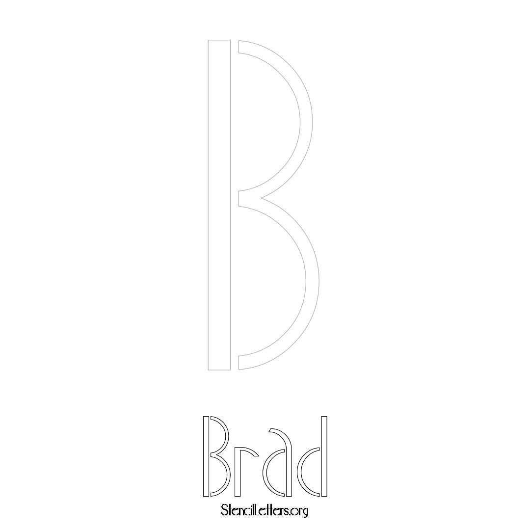 Brad printable name initial stencil in Art Deco Lettering