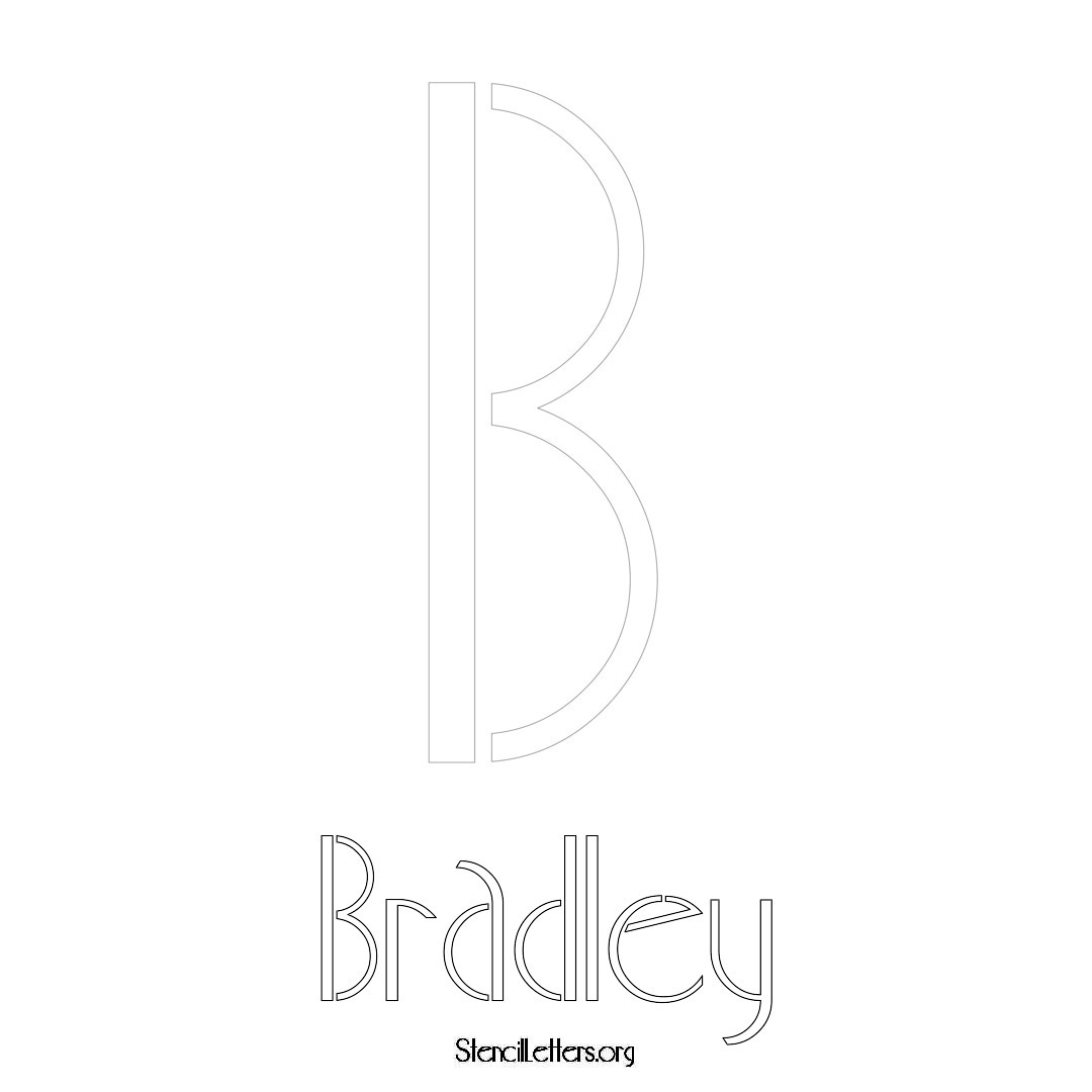 Bradley printable name initial stencil in Art Deco Lettering