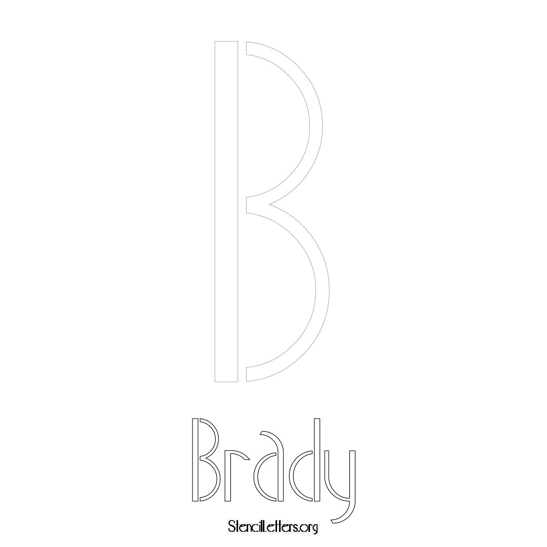Brady printable name initial stencil in Art Deco Lettering