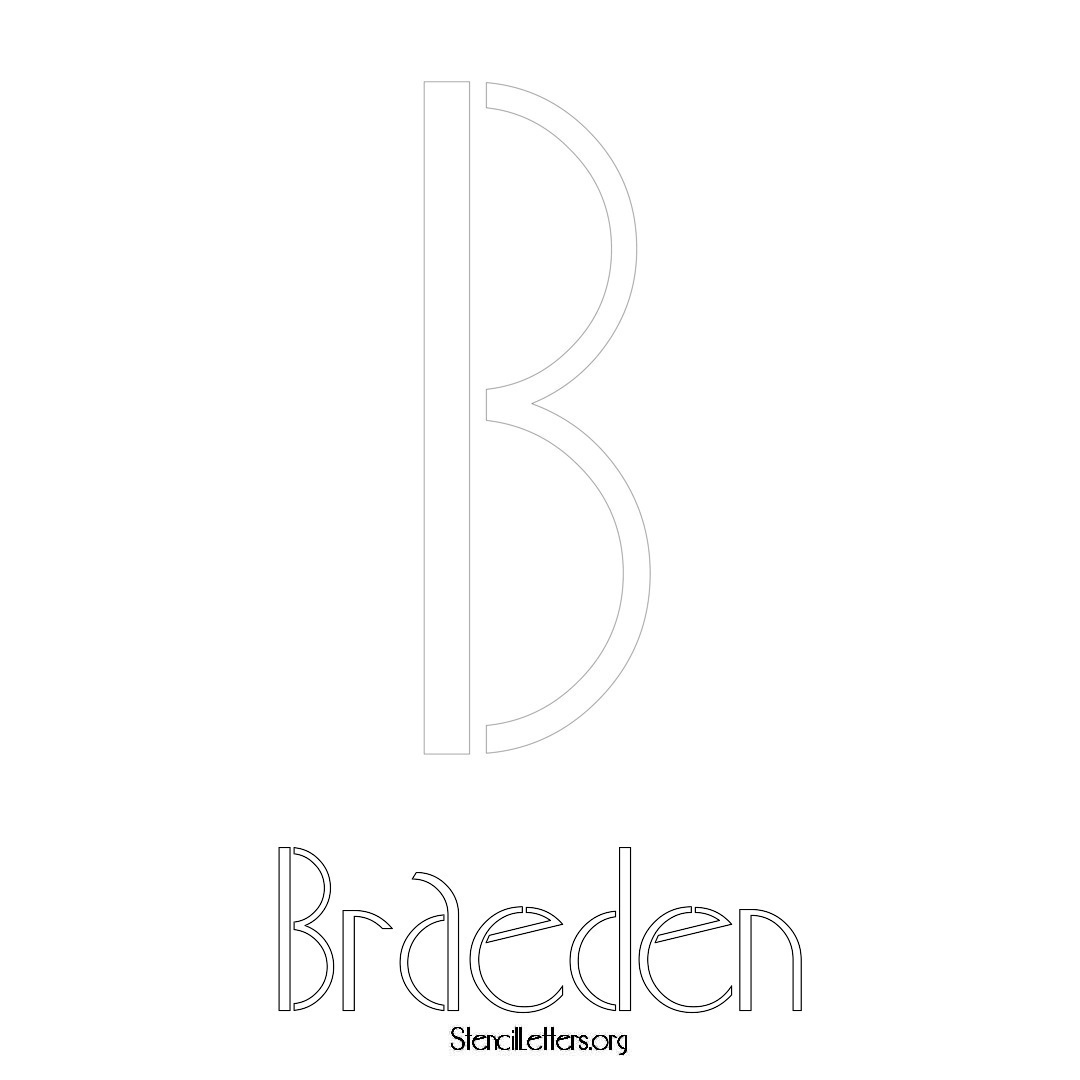 Braeden printable name initial stencil in Art Deco Lettering