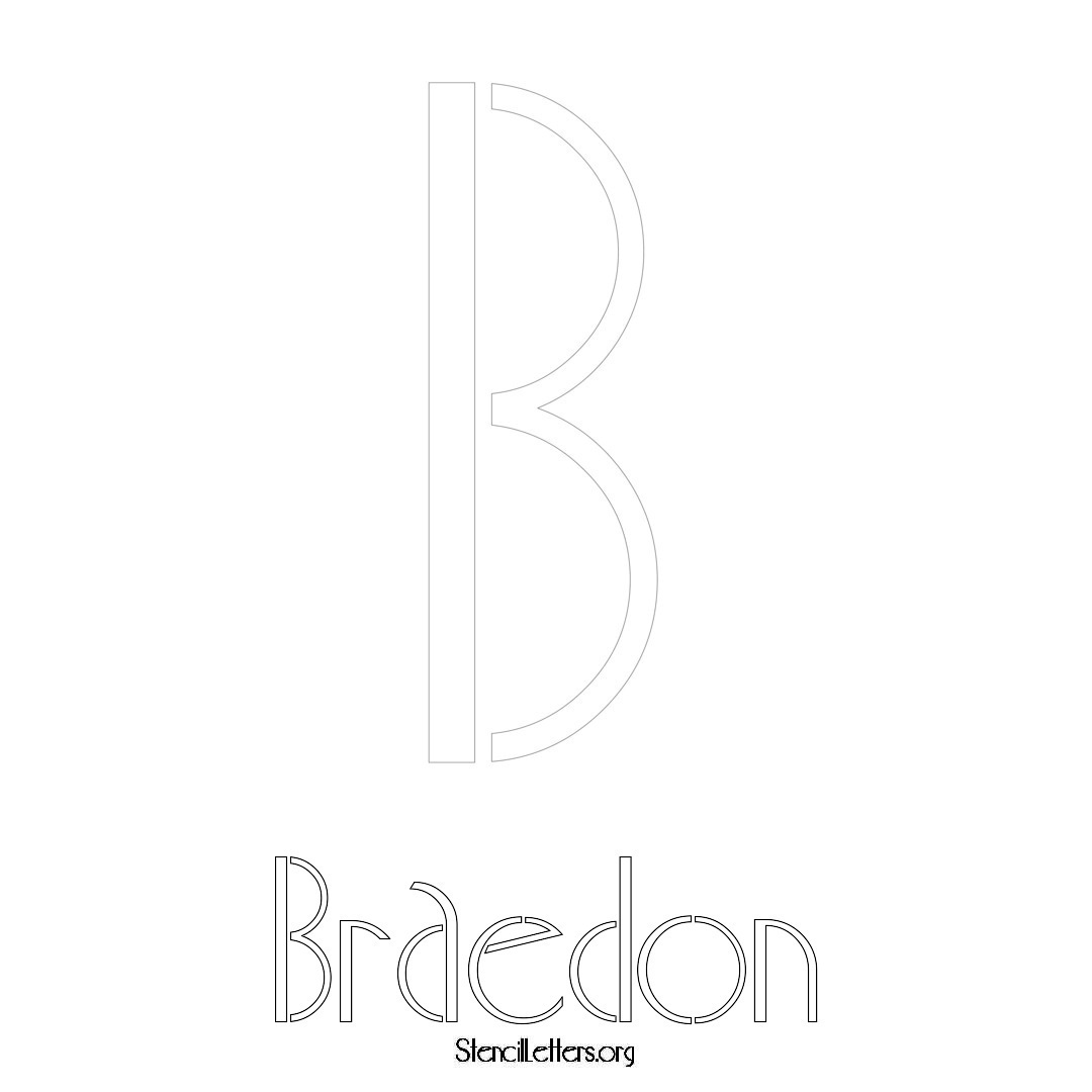 Braedon printable name initial stencil in Art Deco Lettering