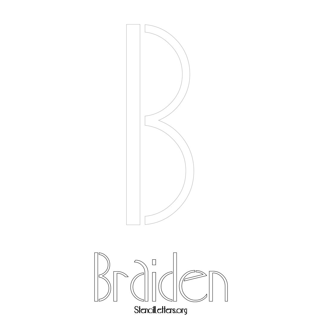 Braiden printable name initial stencil in Art Deco Lettering