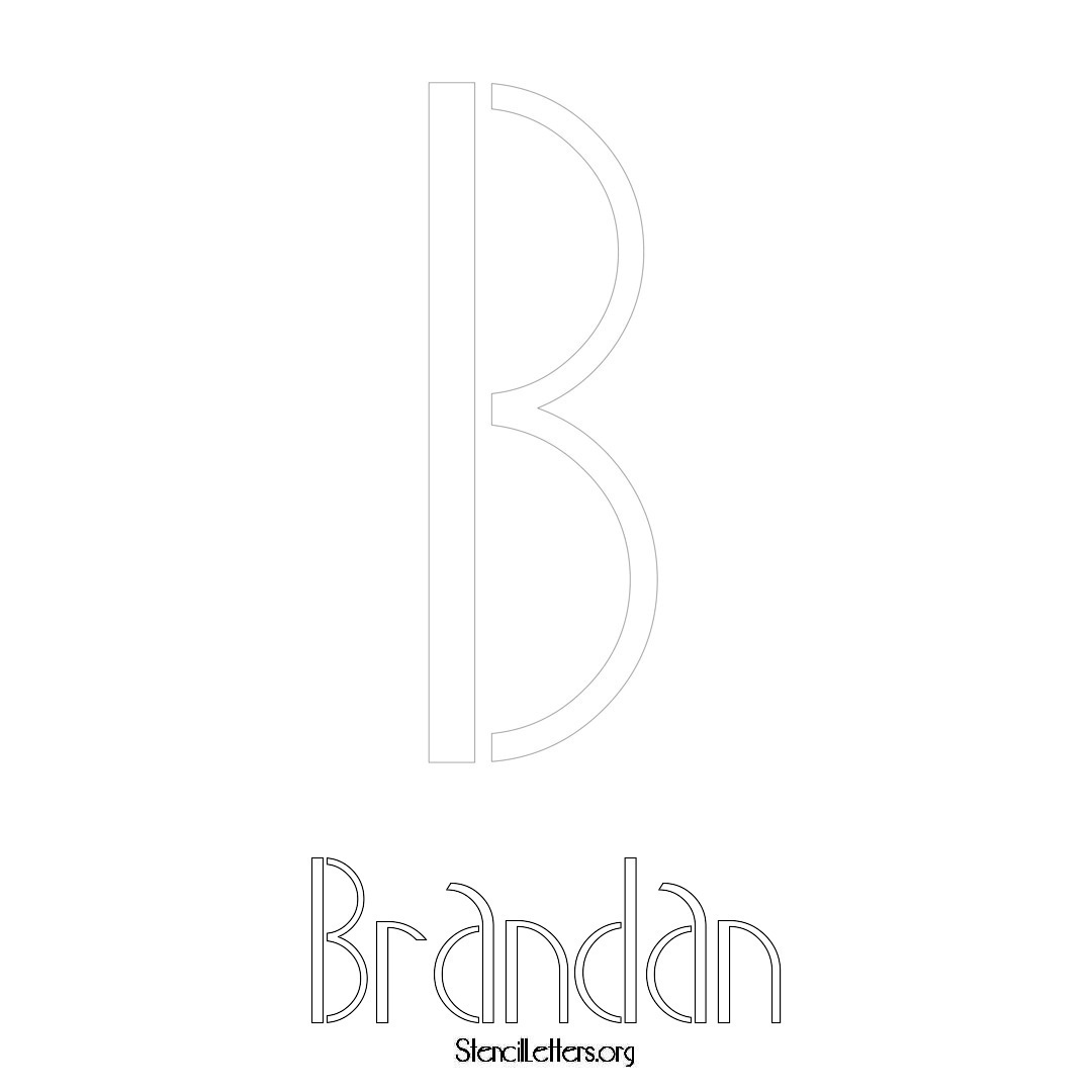 Brandan printable name initial stencil in Art Deco Lettering