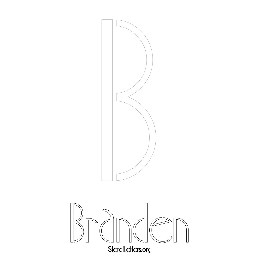 Branden printable name initial stencil in Art Deco Lettering