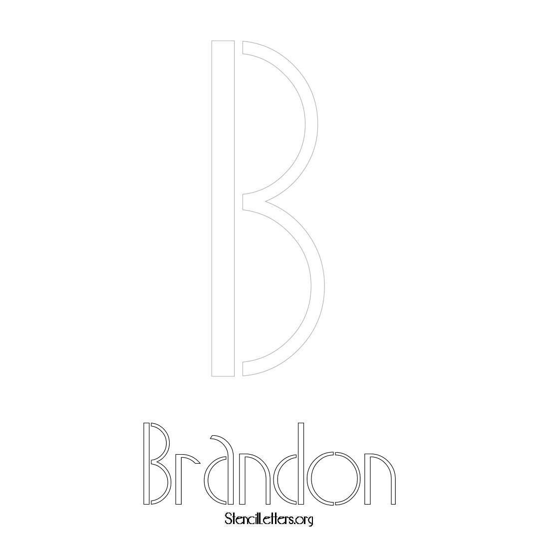Brandon printable name initial stencil in Art Deco Lettering