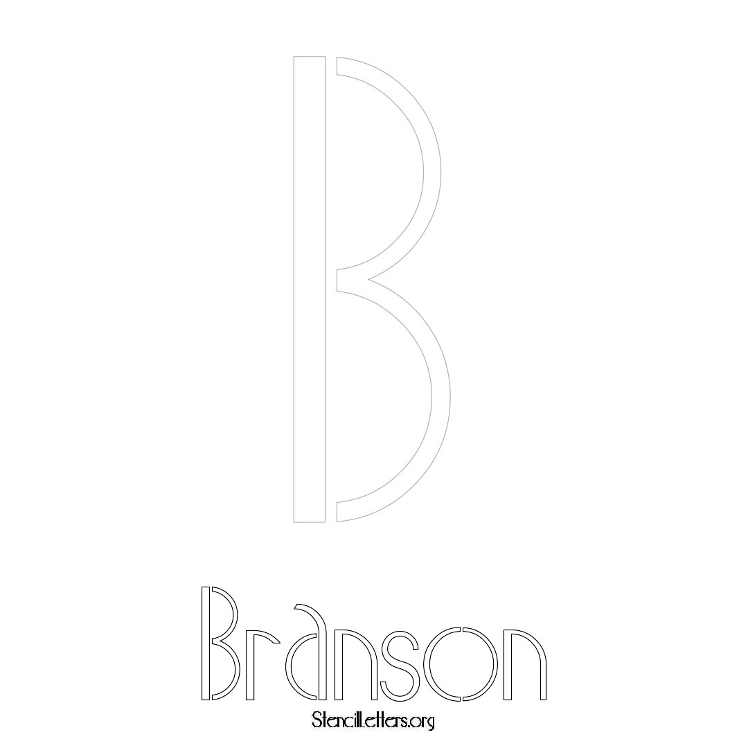 Branson printable name initial stencil in Art Deco Lettering